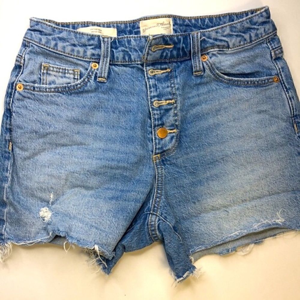 Universal Thread Vintage Midi Button-Up Fly High Rise Jean Denim Shorts Sz 2/26R